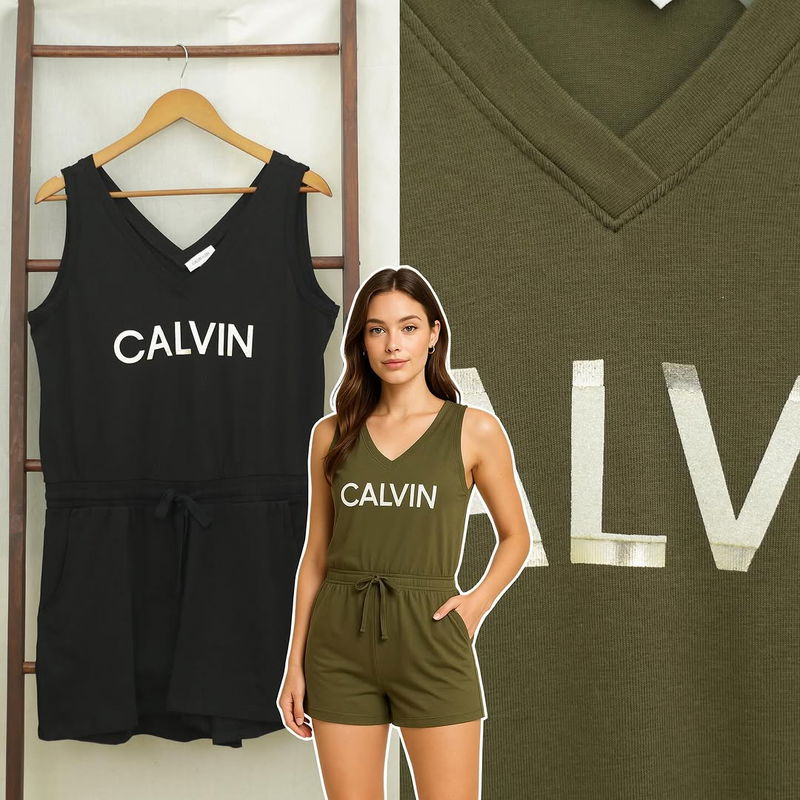 RD824  Calvin Klein V-Neck Short Jumpsuit F30