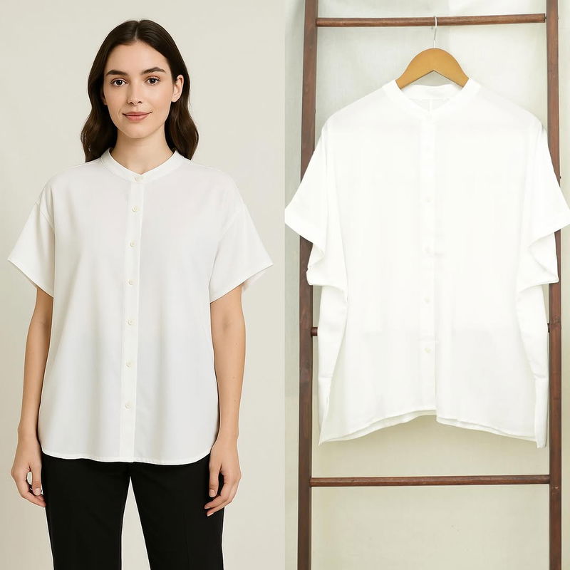 RD886  UNQ Rayon Batwing Shortsleeve Blouse H38