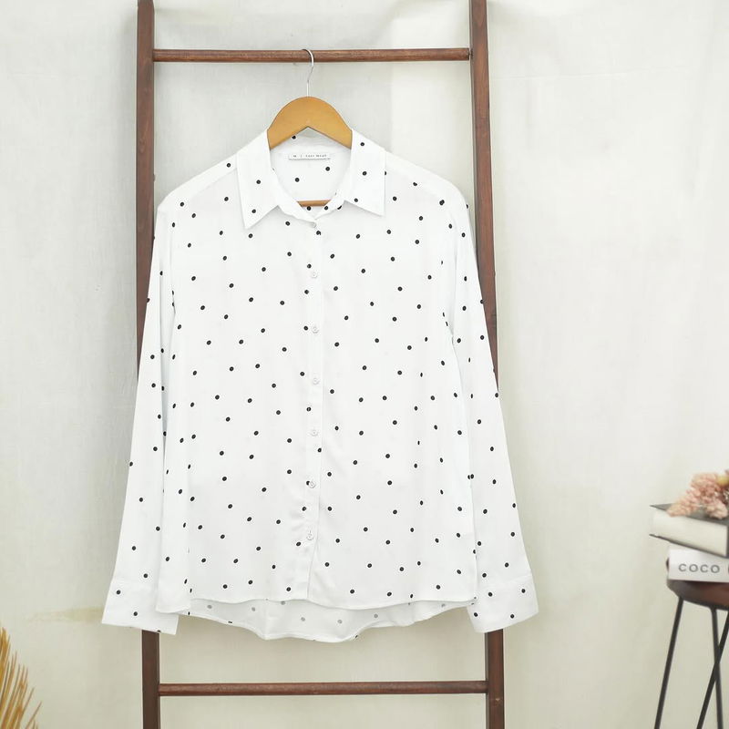 RD913 Easy Wear Polkadot Rayon Longsleeve Shirt J47