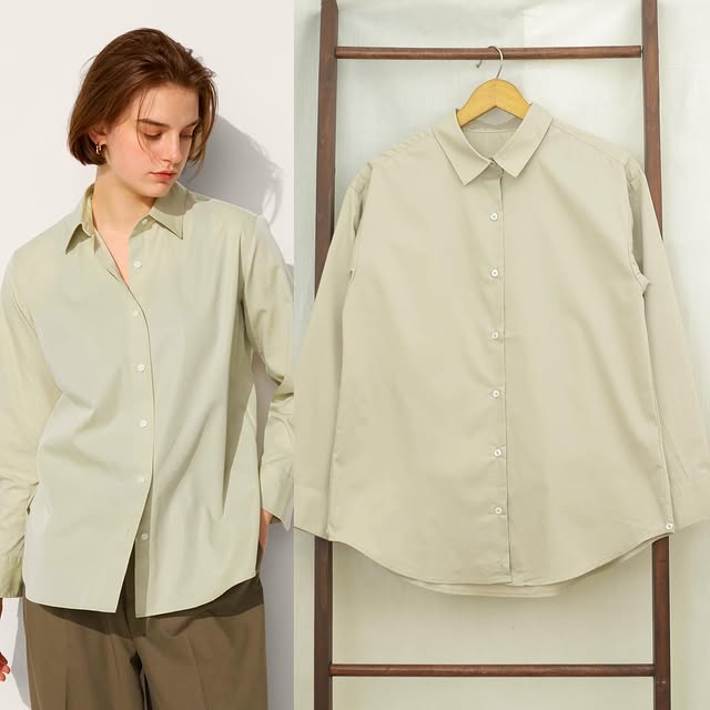 RD932  GU By UNQ Women Plain Cotton Longsleeve Shirt G33