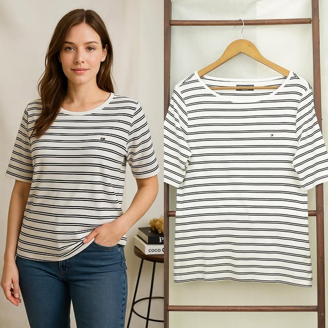 RD938  Tommy Hilfiger Double Stripe Women T-Shirt M63