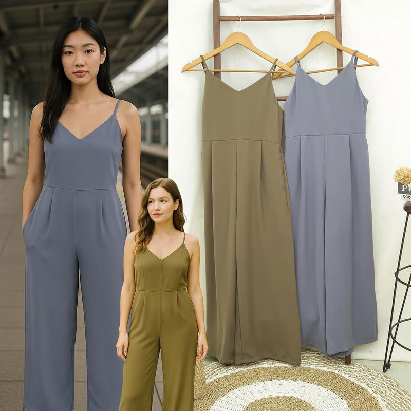RE073 GU By UNQ V-Neck Cullotes Jumpsuit A.C16