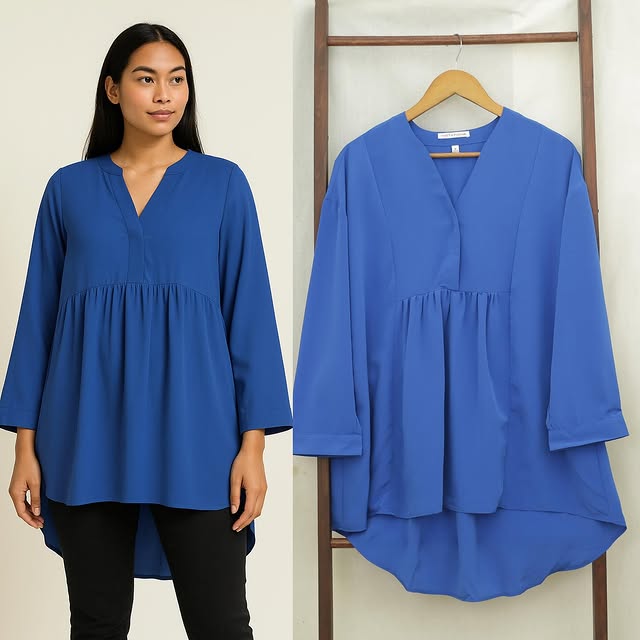 RE126 Notations V-Neck Hi-Low Oversize Tunic B9