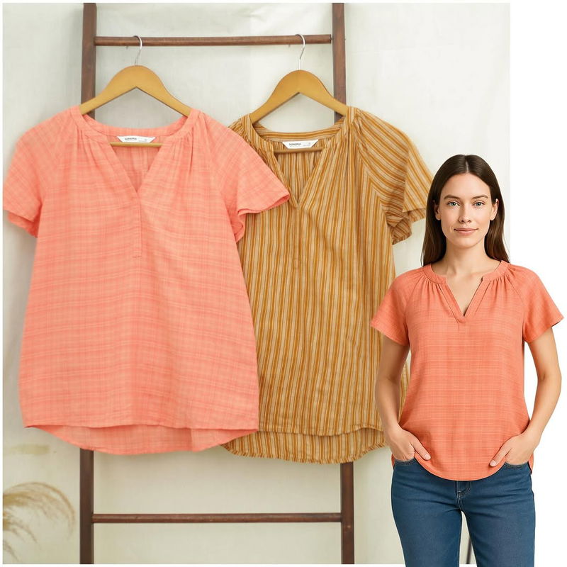RE195   Sonoma V-Neck Shortsleeve Blouse
