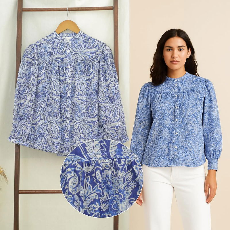 RE214 H&M Full Pattern Longsleeve Puff Blouse