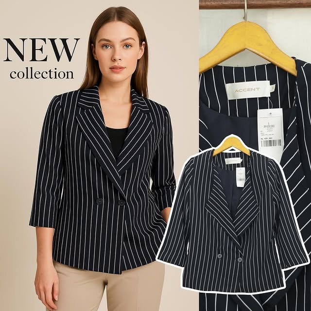 RE258 Accent Women 7/8 Stripe Blazer
