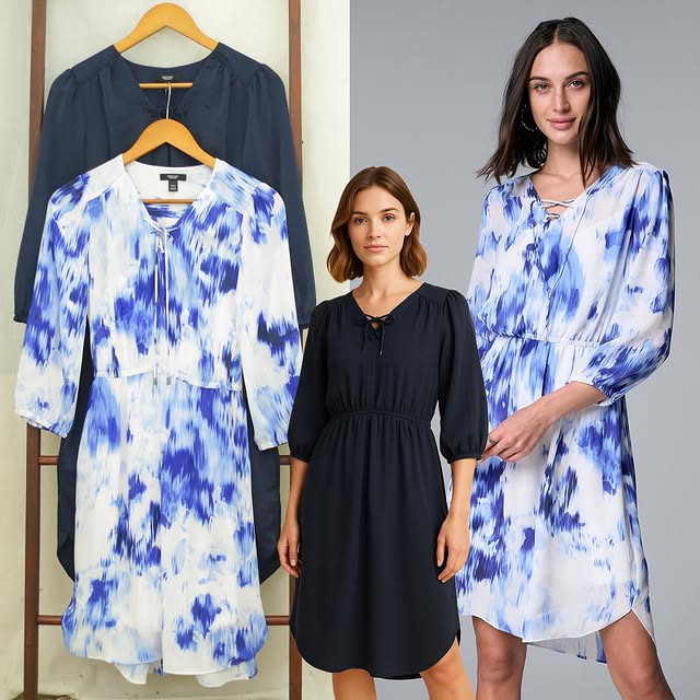 RE259 Simply Verawang V-Neck 7/8 Midi dress