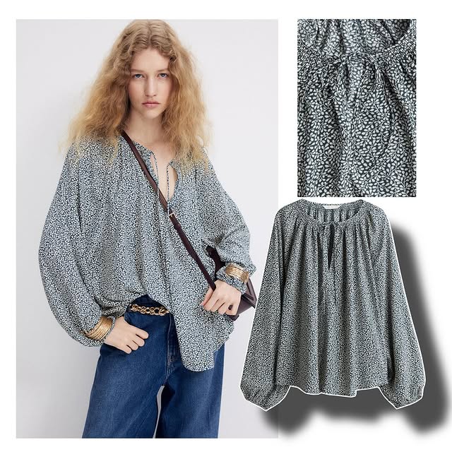RE274 H&M Little Flower Oversize Longsleeve Blouse