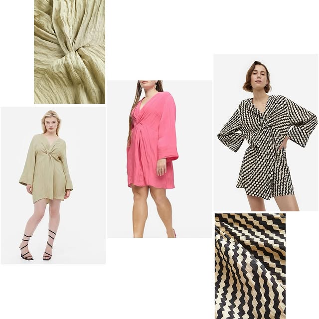 RE280   H&M Crinkle V-Neck Midi Dress
