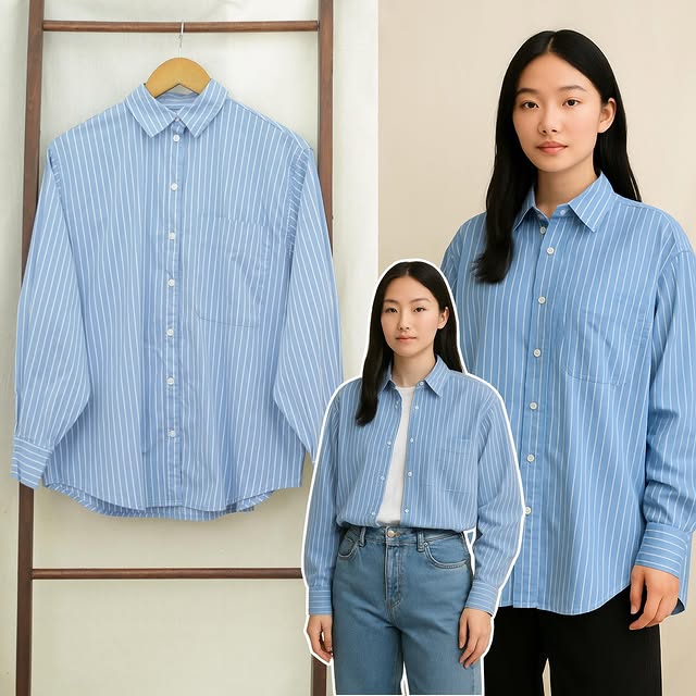 RE327   A New Day Oversize Stripe Longsleeve Shirt 