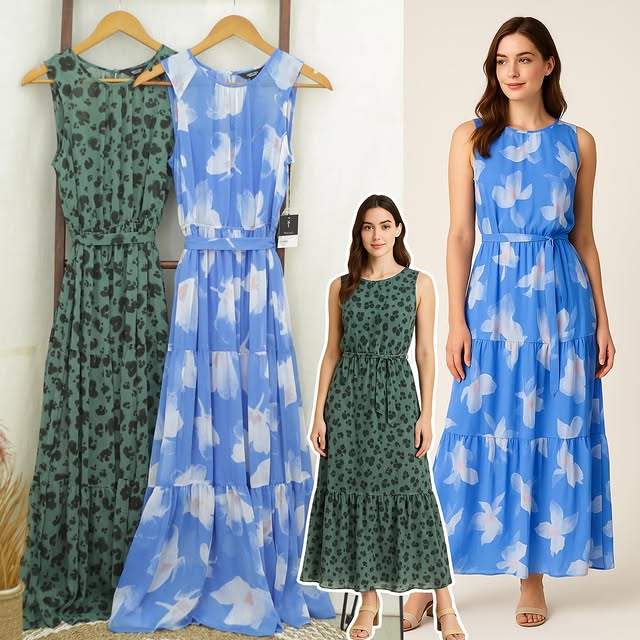 RE331   Simply Verawang Sleeve-Less Belted Maxi Dress Z