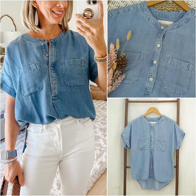 RE333 LOFT Denim Batwing Blouse RK.D