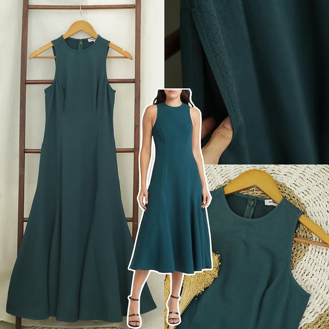 RE339 Chelsea Emerald Green Textured Sleeveless Maxi Dress Z