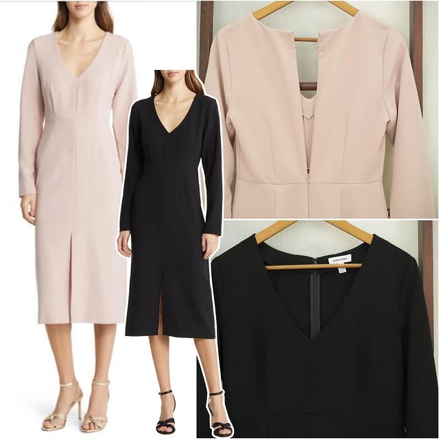 RE342   Nordstrom V-Neck Longsleeve Maxi Dress RK.H