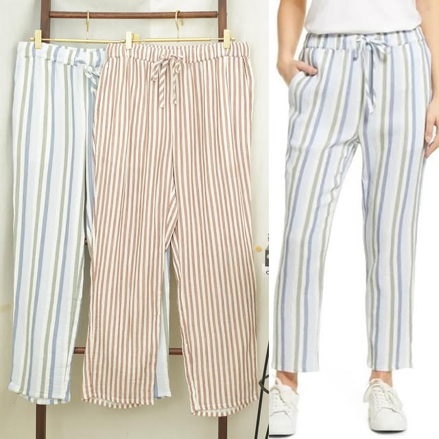 RE349  Caslon Crinkle Stripe Daily Pants