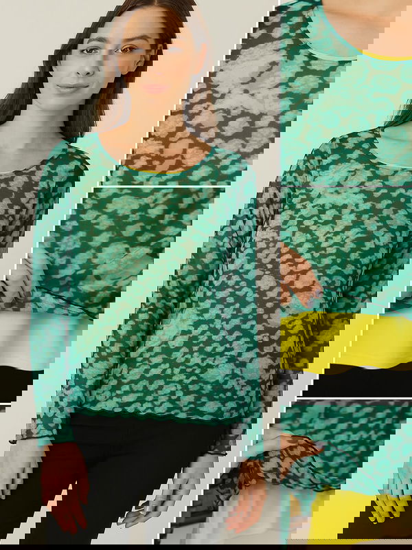 SALE RD877  S.Oliver Abstrack Pattern Mesh Blouse RK.L