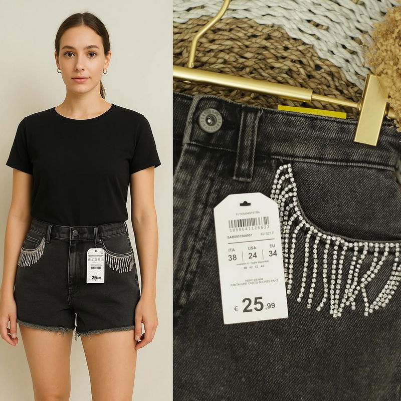 SALE RE114 Terranova Rhinestones Short Jeans X121