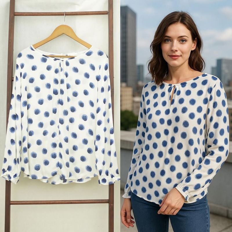 SALE RE121 H&M Dots Pattern Longsleeve Blouse T102