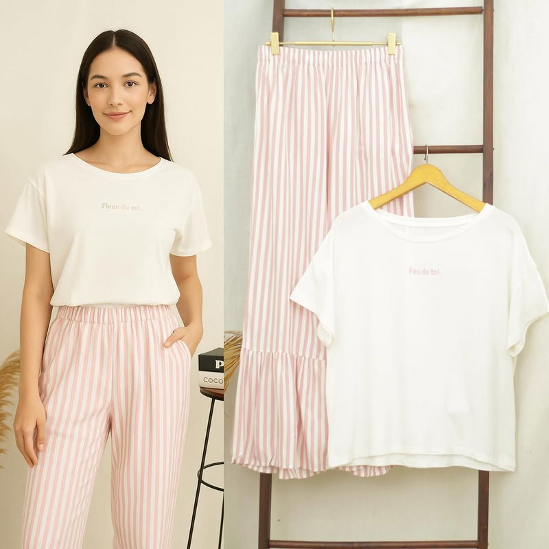 SALE RE146 UNQ Stripe Pajamas One Set GRADE B A.B7