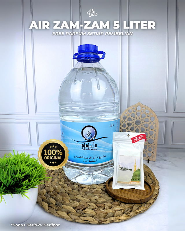 Air Zam-Zam Galon isi 5 Liter Non Barcode, Kualitas Asli 100 Free Parfum Pocket Raudhah