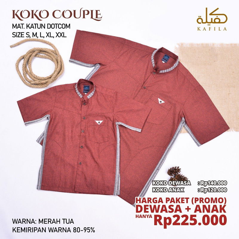 CUCI GUDANG - KOKO COUPLE - WARNA MERAH TUA
