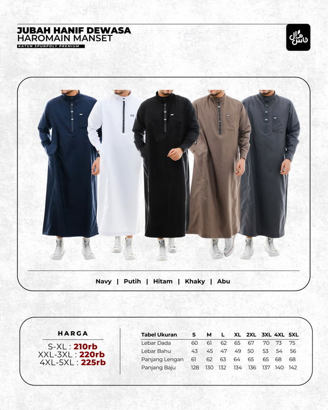 JUBAH HANIF DEWASA HAROMAIN MANSET