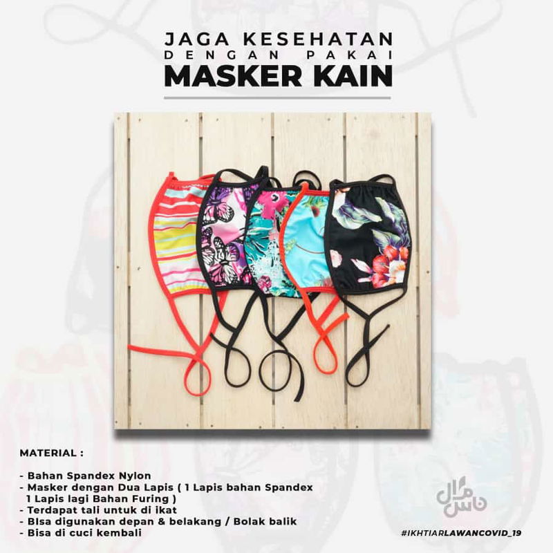 MASKER KAIN LUSINAN BAHAN SPANDEK (IsI 12 Pcs)